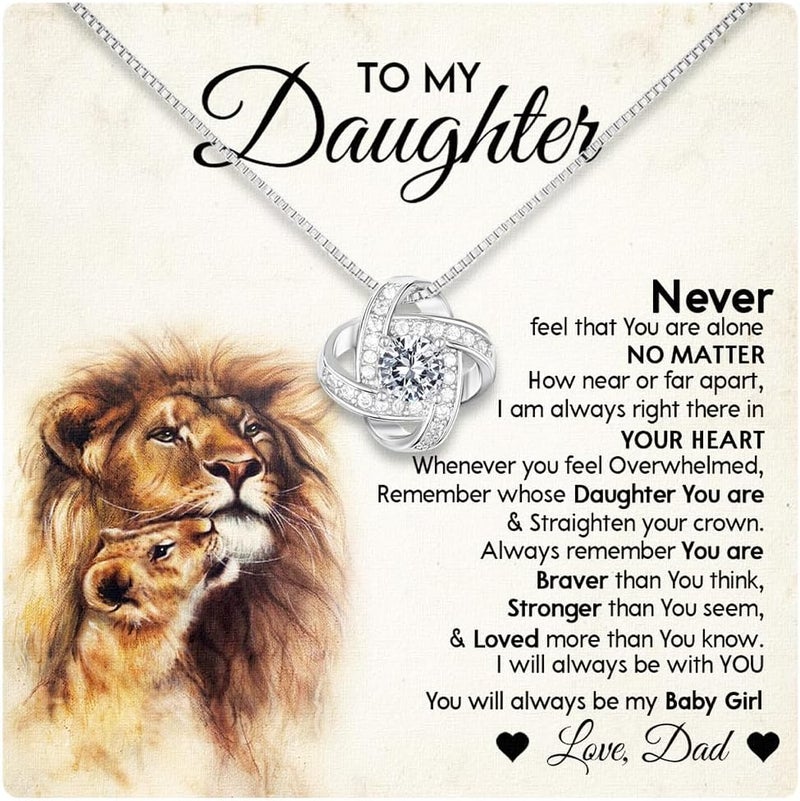 Larvincy To My Daughter Necklace From Dad With Heartfelt Message & Elegant Box, Gifts For Daughter From Father, Beautiful Jewelry Gift From Love Daddy On Graduation, Birthday, Wedding, Christmas - Image 1